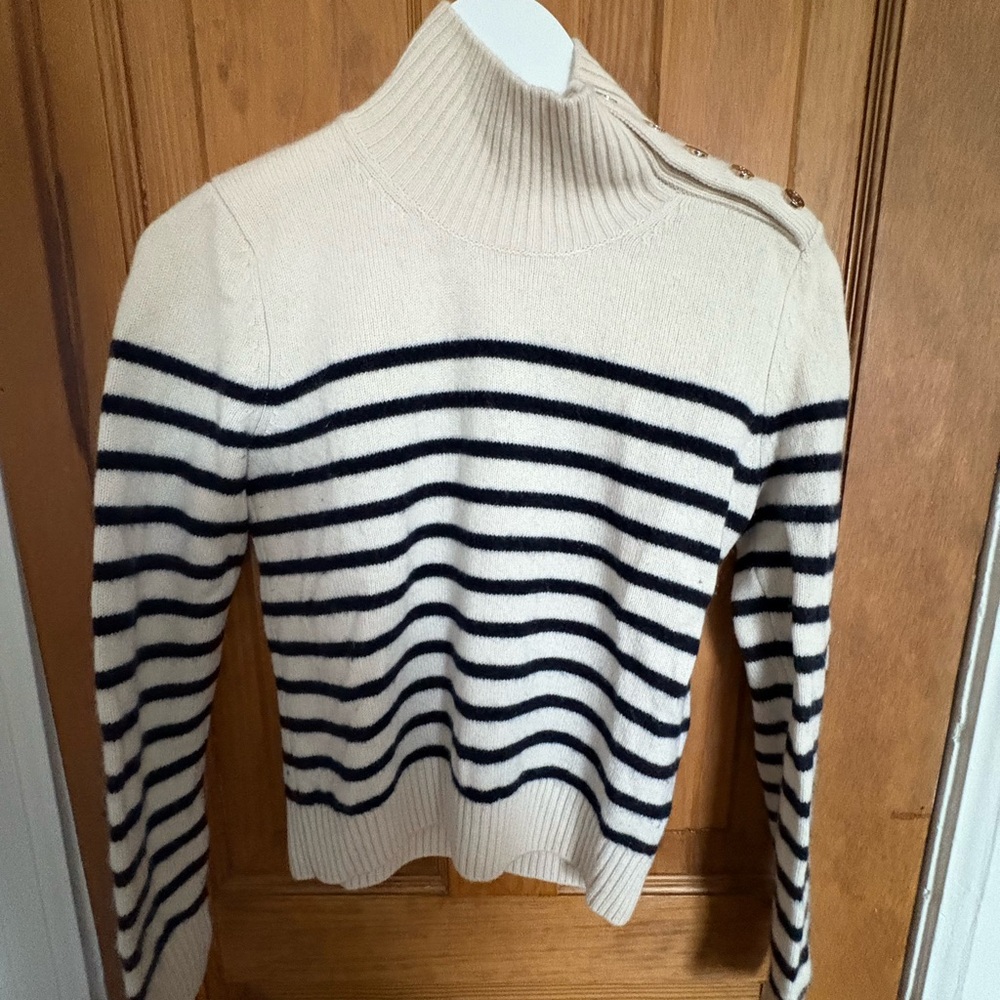 Maje Cream and Black cashmere Turtleneck Sweater